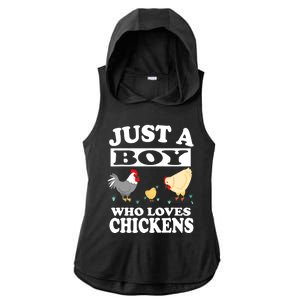 Just A Boy Who Loves Chickens Farm Chicken Gift Ladies PosiCharge Tri-Blend Wicking Draft Hoodie Tank