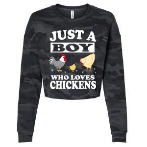 Just A Boy Who Loves Chickens Farm Chicken Gift Cropped Pullover Crew