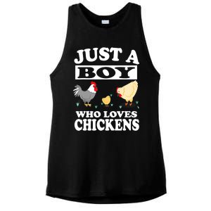 Just A Boy Who Loves Chickens Farm Chicken Gift Ladies PosiCharge Tri-Blend Wicking Tank