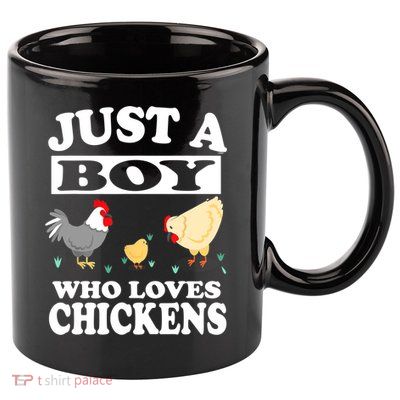 Just A Boy Who Loves Chickens Farm Chicken Gift 11oz C Handle Ceramic Mug