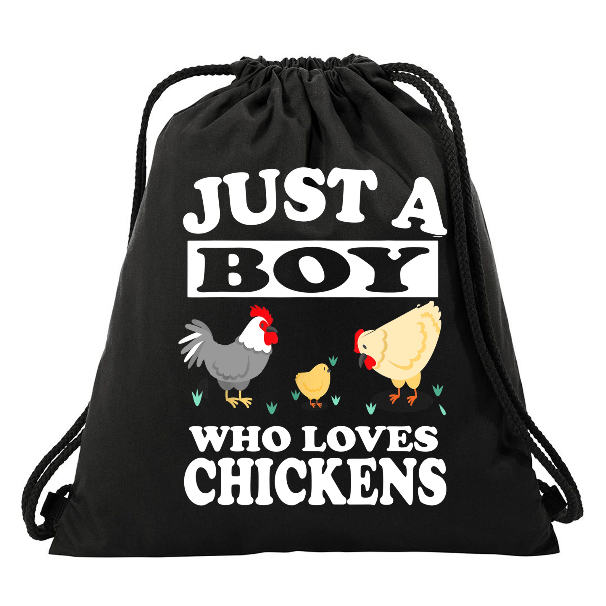 Just A Boy Who Loves Chickens Farm Chicken Gift Drawstring Bag