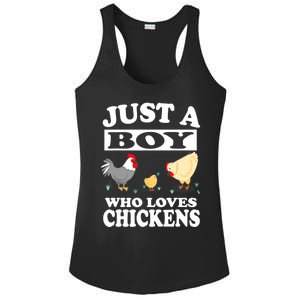 Just A Boy Who Loves Chickens Farm Chicken Gift Ladies PosiCharge Competitor Racerback Tank