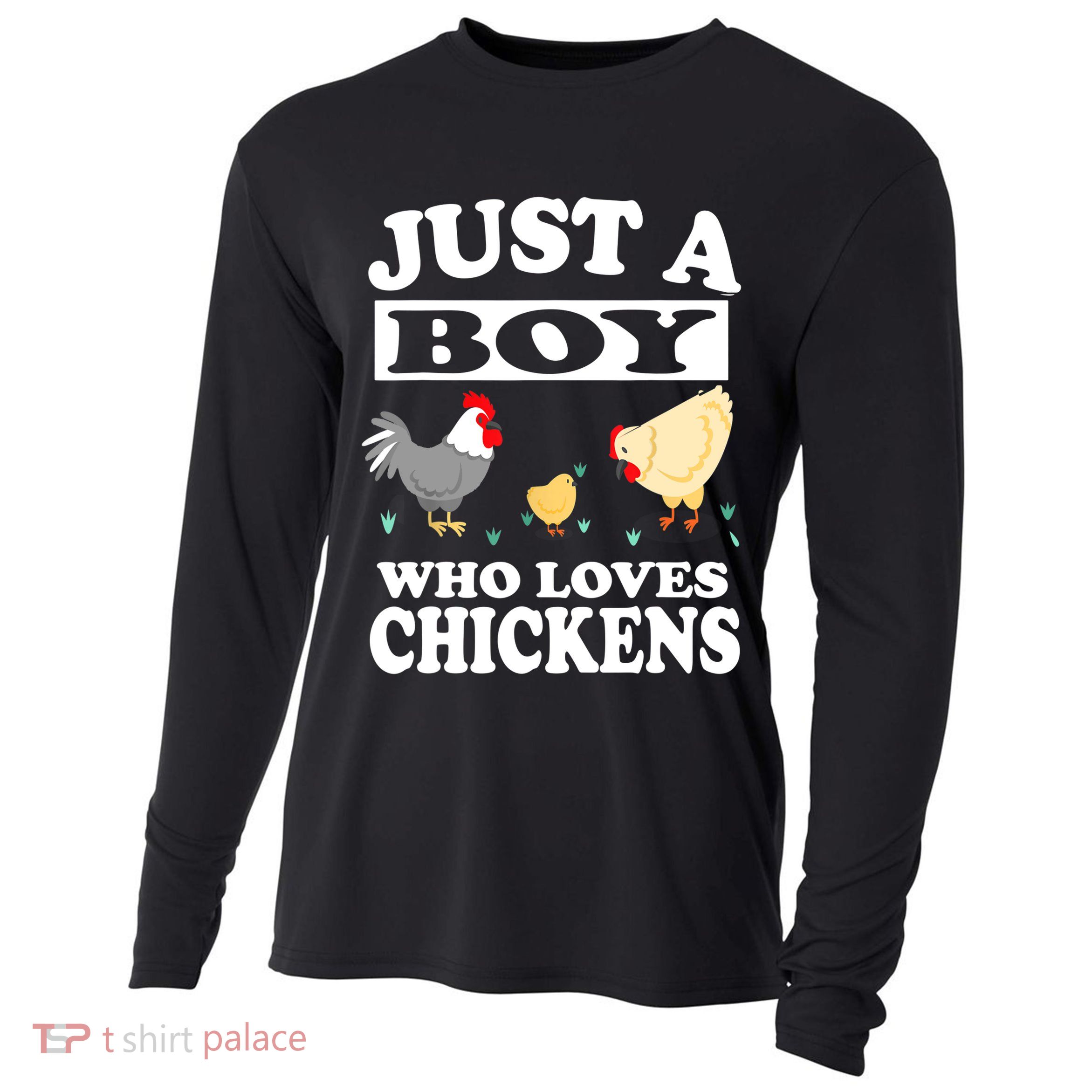 Just A Boy Who Loves Chickens Farm Chicken Gift Cooling Performance Long Sleeve Crew