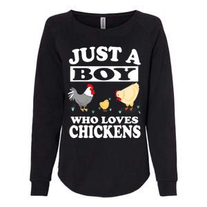 Just A Boy Who Loves Chickens Farm Chicken Gift Womens California Wash Sweatshirt