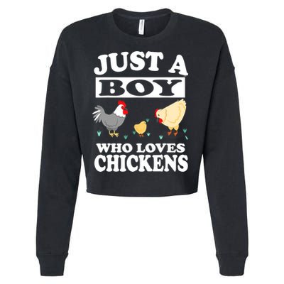 Just A Boy Who Loves Chickens Farm Chicken Gift Cropped Pullover Crew