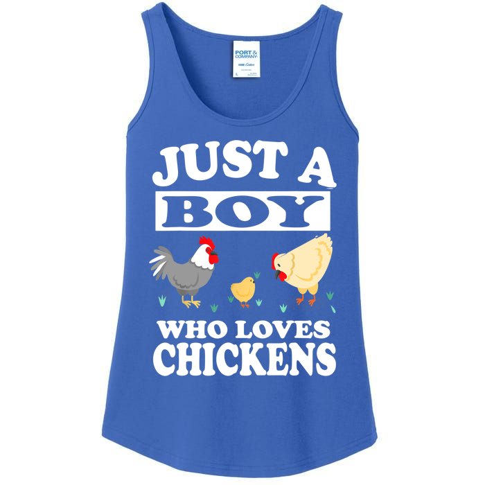 Just A Boy Who Loves Chickens Farm Chicken Gift Ladies Essential Tank