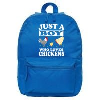 Just A Boy Who Loves Chickens Farm Chicken Gift 16 in Basic Backpack