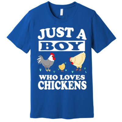 Just A Boy Who Loves Chickens Farm Chicken Gift Premium T-Shirt