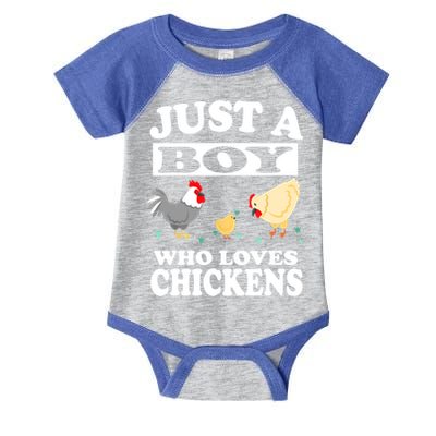 Just A Boy Who Loves Chickens Farm Chicken Gift Infant Baby Jersey Bodysuit