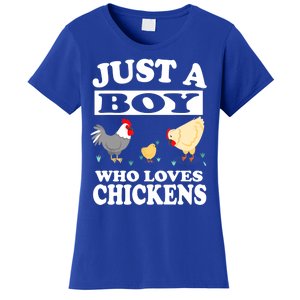 Just A Boy Who Loves Chickens Farm Chicken Gift Women's T-Shirt