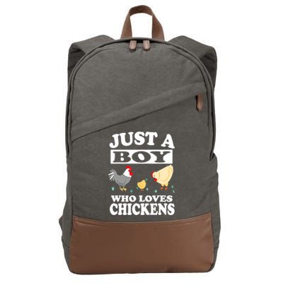 Just A Boy Who Loves Chickens Farm Chicken Gift Cotton Canvas Backpack