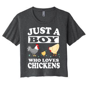 Just A Boy Who Loves Chickens Farm Chicken Gift Women's Crop Top Tee