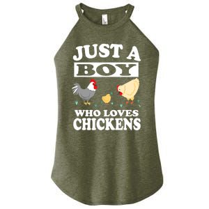 Just A Boy Who Loves Chickens Farm Chicken Gift Women's Perfect Tri Rocker Tank