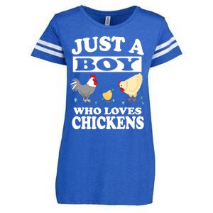 Just A Boy Who Loves Chickens Farm Chicken Gift Enza Ladies Jersey Football T-Shirt