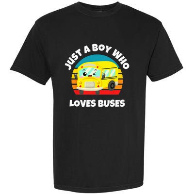 Just A Boy Who Loves Buses Birthday Yellow School Bus Lover Garment-Dyed Heavyweight T-Shirt