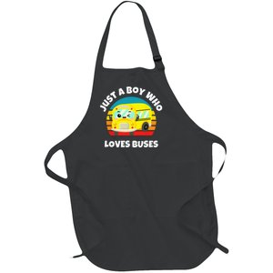 Just A Boy Who Loves Buses Birthday Yellow School Bus Lover Full-Length Apron With Pockets