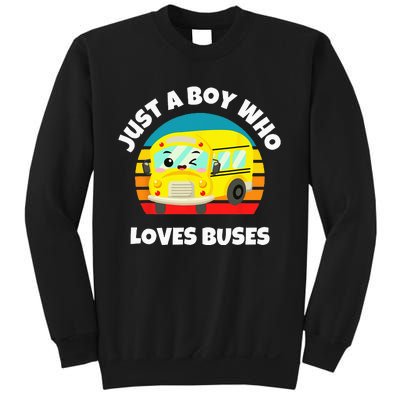 Just A Boy Who Loves Buses Birthday Yellow School Bus Lover Sweatshirt