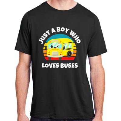 Just A Boy Who Loves Buses Birthday Yellow School Bus Lover Adult ChromaSoft Performance T-Shirt