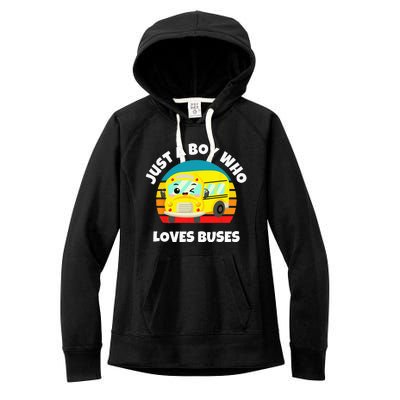 Just A Boy Who Loves Buses Birthday Yellow School Bus Lover Women's Fleece Hoodie