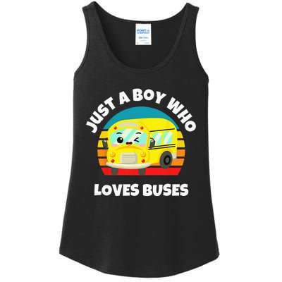 Just A Boy Who Loves Buses Birthday Yellow School Bus Lover Ladies Essential Tank