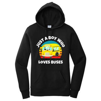 Just A Boy Who Loves Buses Birthday Yellow School Bus Lover Women's Pullover Hoodie