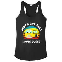 Just A Boy Who Loves Buses Birthday Yellow School Bus Lover Ladies PosiCharge Competitor Racerback Tank