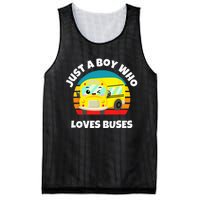 Just A Boy Who Loves Buses Birthday Yellow School Bus Lover Mesh Reversible Basketball Jersey Tank