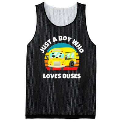 Just A Boy Who Loves Buses Birthday Yellow School Bus Lover Mesh Reversible Basketball Jersey Tank