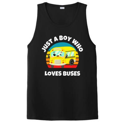 Just A Boy Who Loves Buses Birthday Yellow School Bus Lover PosiCharge Competitor Tank