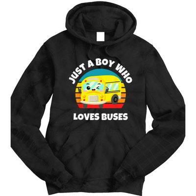 Just A Boy Who Loves Buses Birthday Yellow School Bus Lover Tie Dye Hoodie