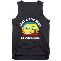 Just A Boy Who Loves Buses Birthday Yellow School Bus Lover Tank Top