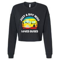 Just A Boy Who Loves Buses Birthday Yellow School Bus Lover Cropped Pullover Crew