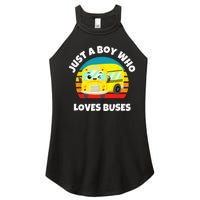 Just A Boy Who Loves Buses Birthday Yellow School Bus Lover Women's Perfect Tri Rocker Tank