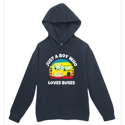 Just A Boy Who Loves Buses Birthday Yellow School Bus Lover Urban Pullover Hoodie