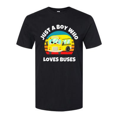 Just A Boy Who Loves Buses Birthday Yellow School Bus Lover Softstyle CVC T-Shirt