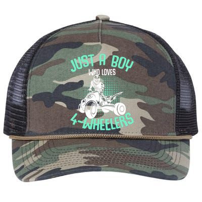 Just a Boy who loves 4 Wheelers ATV Quad Boy Retro Rope Trucker Hat Cap