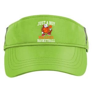 Just A Bo Y Who Loves Basketball Player Hoops Adult Drive Performance Visor