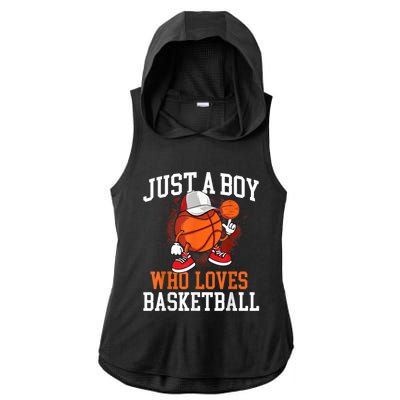 Just A Bo Y Who Loves Basketball Player Hoops Ladies PosiCharge Tri-Blend Wicking Draft Hoodie Tank