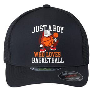 Just A Bo Y Who Loves Basketball Player Hoops Flexfit Unipanel Trucker Cap