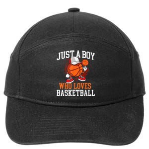 Just A Bo Y Who Loves Basketball Player Hoops 7-Panel Snapback Hat