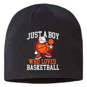 Just A Bo Y Who Loves Basketball Player Hoops Sustainable Beanie