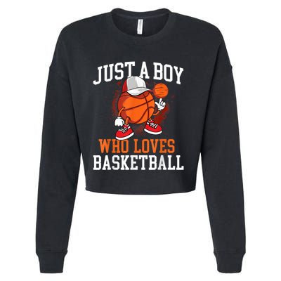 Just A Bo Y Who Loves Basketball Player Hoops Cropped Pullover Crew