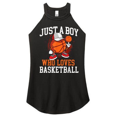 Just A Bo Y Who Loves Basketball Player Hoops Women’s Perfect Tri Rocker Tank