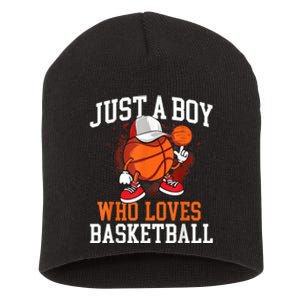 Just A Bo Y Who Loves Basketball Player Hoops Short Acrylic Beanie