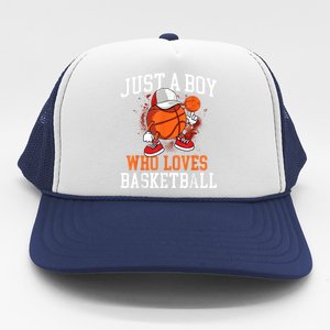 Just A Bo Y Who Loves Basketball Player Hoops Trucker Hat