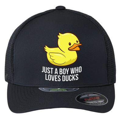 Just A Boy Who Loves Ducks Rubber Duck Flexfit Unipanel Trucker Cap