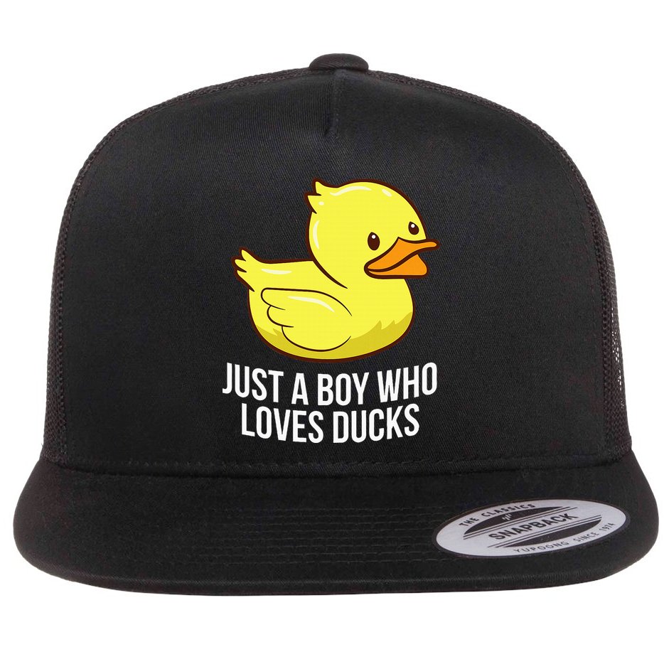 Just A Boy Who Loves Ducks Rubber Duck Flat Bill Trucker Hat