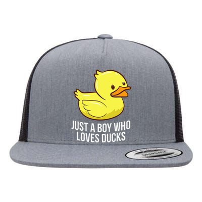 Just A Boy Who Loves Ducks Rubber Duck Flat Bill Trucker Hat