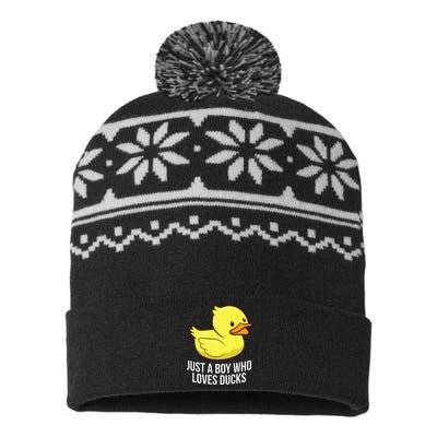 Just A Boy Who Loves Ducks Rubber Duck USA-Made Snowflake Beanie