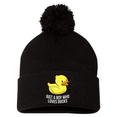 Just A Boy Who Loves Ducks Rubber Duck Pom Pom 12in Knit Beanie